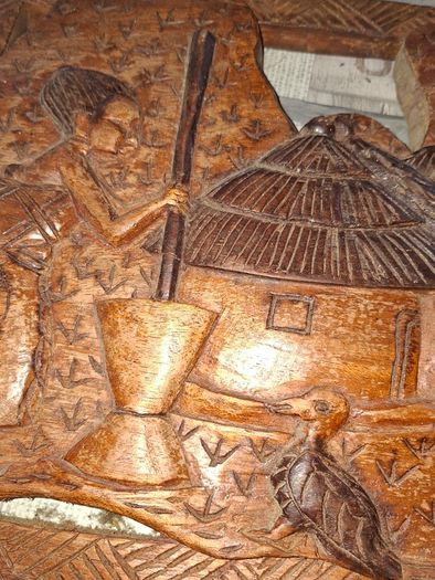 Beautiful Large Old Hand-Carved Wood Panel Indonesian Rural Village Life Scene Sculpture. Post Available, Beautifully carved from a single piece of wood Ideal for Home or Stage Movie Props