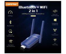 COMFAST Bluetooth+WiFi(1300Mbps) Dual Band (2.4G/5G) USB Adapter/Dongle+Hotspot - 2x3dbi Foldable External Antennas (Brand New/Warranty)
