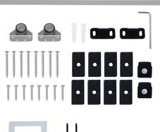 NEW SALE | Shed Sliding Door Track System, Sliding Barn Door Kit Set, 6FT/186cm,for Single Wooden by Wood Roller Style Set-Silver