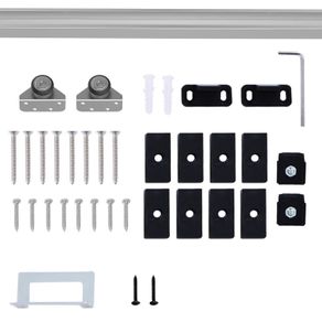 NEW SALE | Shed Sliding Door Track System, Sliding Barn Door Kit Set, 6FT/186cm,for Single Wooden by Wood Roller Style Set-Silver