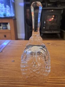 Vintage Cut Glass Bell with Crystal Handle