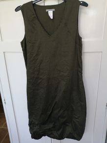 Sarah Pacini Olive/Bronze Linen/Elastine Dress (Size 1) 12