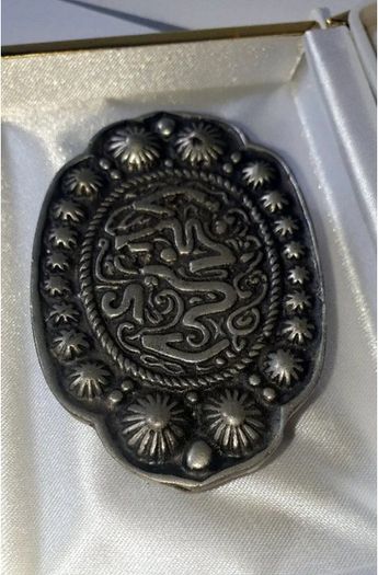 Pristine Vintage Ornate Silver Belt Buckle