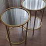 Side tables, round, gold, mirror & glass Image 4