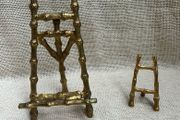 Vintage Faux Bamboo easels with textured gold finish