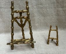Vintage Faux Bamboo easels with textured gold finish