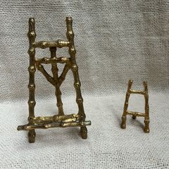 Vintage Faux Bamboo easels with textured gold finish