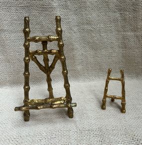 Vintage Faux Bamboo easels with textured gold finish
