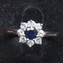 Vintage 14K White Gold Sapphire & Diamond Cluster Ring Hallmarked  Size 52.5 Image 6