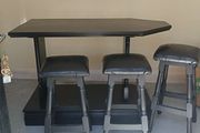 Solid Mahogany Free standing Bar/Island with Three Bar Stools