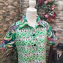 Vintage 60s 70s green Peacock print Shirt dress small medium Image 2