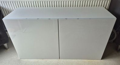 White Ikea Besta Cabinet with High Gloss Doors