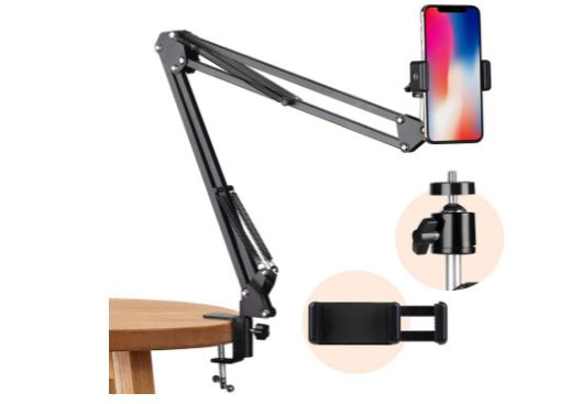 Articulating Overhead Tripod Mount Arm Phone Holder