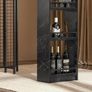Bar Table  faux marble Bistro Table with 3 Shelves High Kitchen Table with Storage Surfaces Table for Kitchen, Dining Room and Living Room Marble Effect Image 5