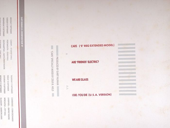 Cars E Reg  Gary Numan 12,, Single 1987