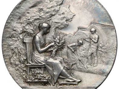 silver medal 1902 France, coin GOVIGNON, Medaille Societe d Horticulture de l Allier