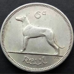 [#448] - Ireland 1964 | Irish 6p | Six Pence | Wolfhound | KM.13a | High Grade