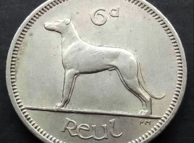 [#448] - Ireland 1964 | Irish 6p | Six Pence | Wolfhound | KM.13a | High Grade