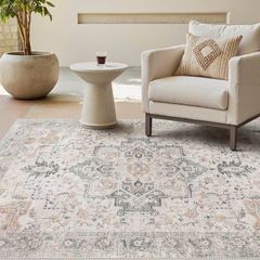 160x230cm, Vintage Rug, Boho Area Rugs, Non-Slip Carpet, Low Pile, Non-Shedding, Traditional Oriental Printed Design, Dining Room, Home Office, Bedroom