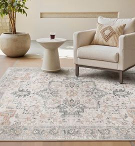 160x230cm, Vintage Rug, Boho Area Rugs, Non-Slip Carpet, Low Pile, Non-Shedding, Traditional Oriental Printed Design, Dining Room, Home Office, Bedroom