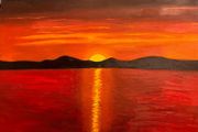 Oil painting picture of the red sea sunset 2