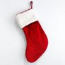 Pre Owned C Red Velvet Christmas Stocking with Faux Fur Trim Image 2