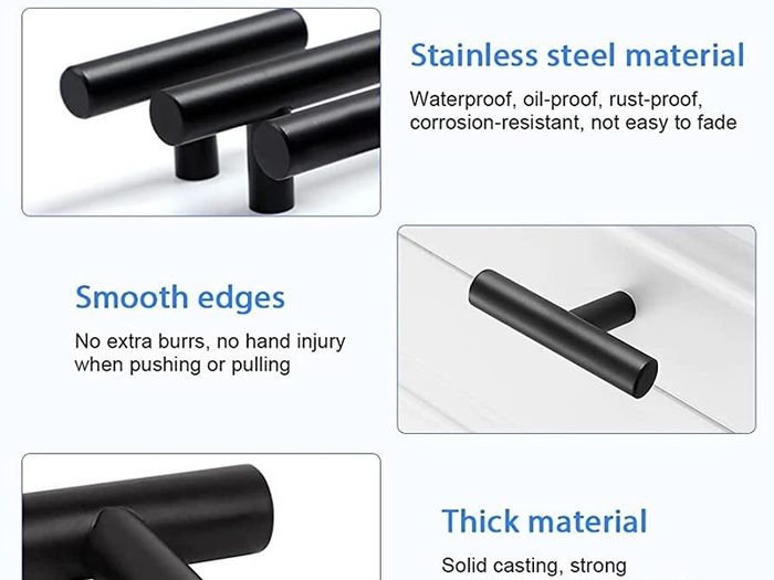 15 Pcs Black Cabinet Handles,T Bar Handle Stainless Steel Cabinet Knobs Single Hole Pulls Drawer Pulls Small Drawer Handles T Handles for Cupboard,Bathroom,Wardrobe,Drawer 50mm/2 Inch Long (FREE POSTAGE)