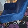 Like New! Modern Navy Blue Velvet Armchair Image 2