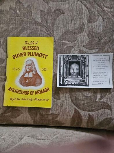 A Real Photograph Postcard Of The Head Of Blessed Oliver Plunket. Circa 1950s Plus 1965 Book The Life If Blessed Iliver Plunket. See Photos For Condition.