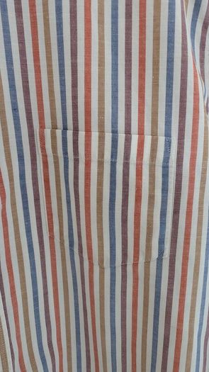 Octobre Editions Mens Large Striped Linen Blend Shirt
