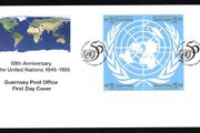 1995 Guernsey 50th Anniversary of Unites Nations Commemorative Stamps Official First Day Cover (FDC)