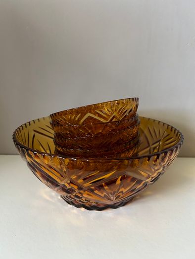 Vintage Amber Pressed Glass Bowls.Price drop