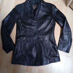 Made In England,  3 button,  Vintage Box Leather jacket ((Like New))