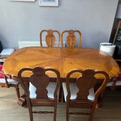 Vintage solid oak adjustable dining table