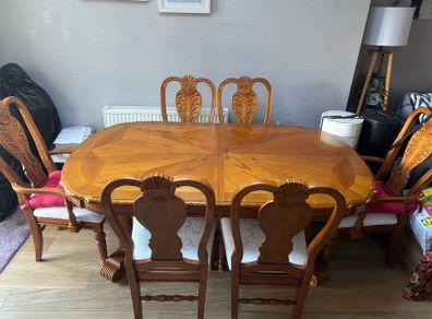 Vintage solid oak adjustable dining table