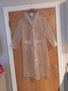 Clear PVC  Vinyl Waterproof Raincoat With Hood.   S. 12.   New-No Tag.