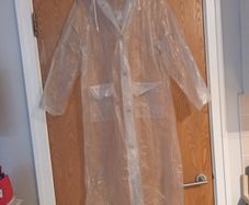 Clear PVC  Vinyl Waterproof Raincoat With Hood.   S. 12.   New-No Tag.