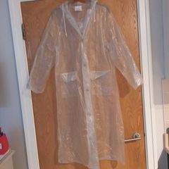 Clear PVC  Vinyl Waterproof Raincoat With Hood.   S. 12.   New-No Tag.