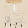 Round Table with 4 Dining Chairs Steel Frame Easy Assembly Golden Oak Cream White Image 2