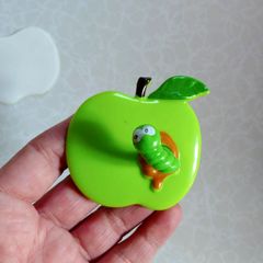 Wall Hook, Plastic Apple, Worm (new).