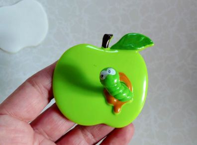 Wall Hook, Plastic Apple, Worm (new).