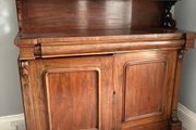 mid-19th-century Victorian mahogany chiffonier sideboard featuring