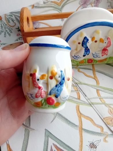 1960s porcelain condiment set