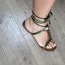 Italian leather khaki green gladiator sandals Sz 40 (Fit 7UK) Image 6