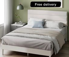 Double Upholstered Bed Frame with Headboard (135 x 190 cm)