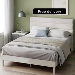 Double Upholstered Bed Frame with Headboard (135 x 190 cm)