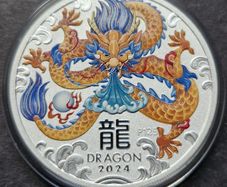 2024 COLORED Lunar Year of the Dragon 1oz Silver 1 Dollar Coin