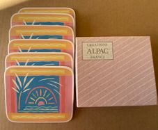 Vintage 1980s Coasters x 6 Creations Alpac France