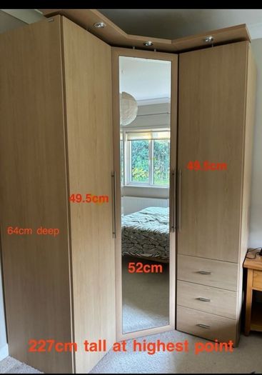 Price drop ###Solid Oak Corner Wardrobe Real Wood