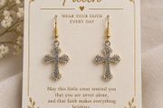 Faith cross drop earrings - new on display card